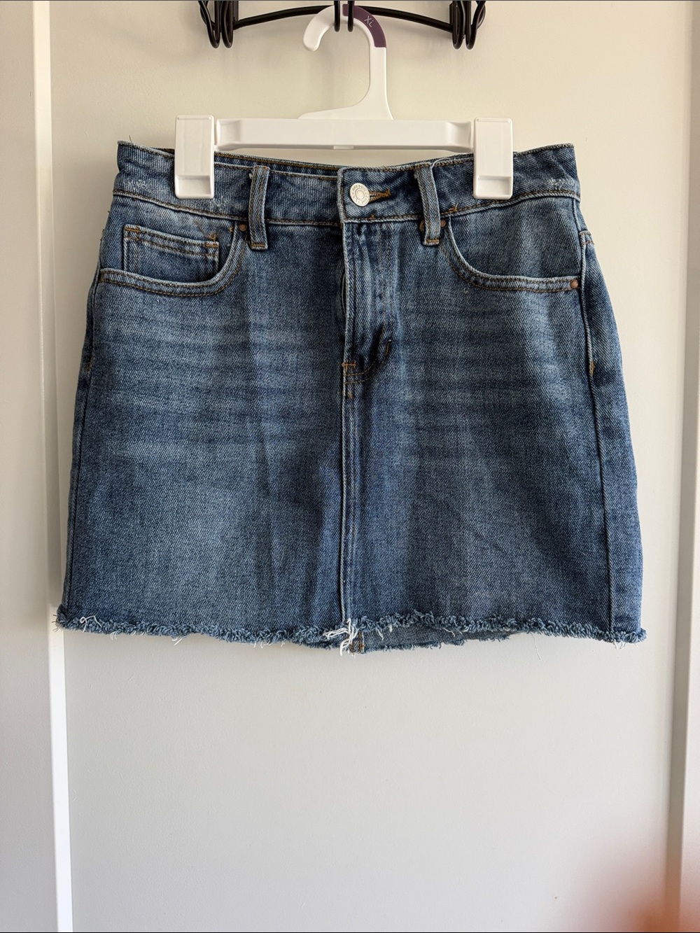 PacSun Blue Denim Mini Skirt with Raw Hem